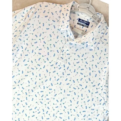 Ben Hogan Golf Polo Shirt Performance Golf Print Recycled Polyester Stretch Sz L - Image 1 of 4