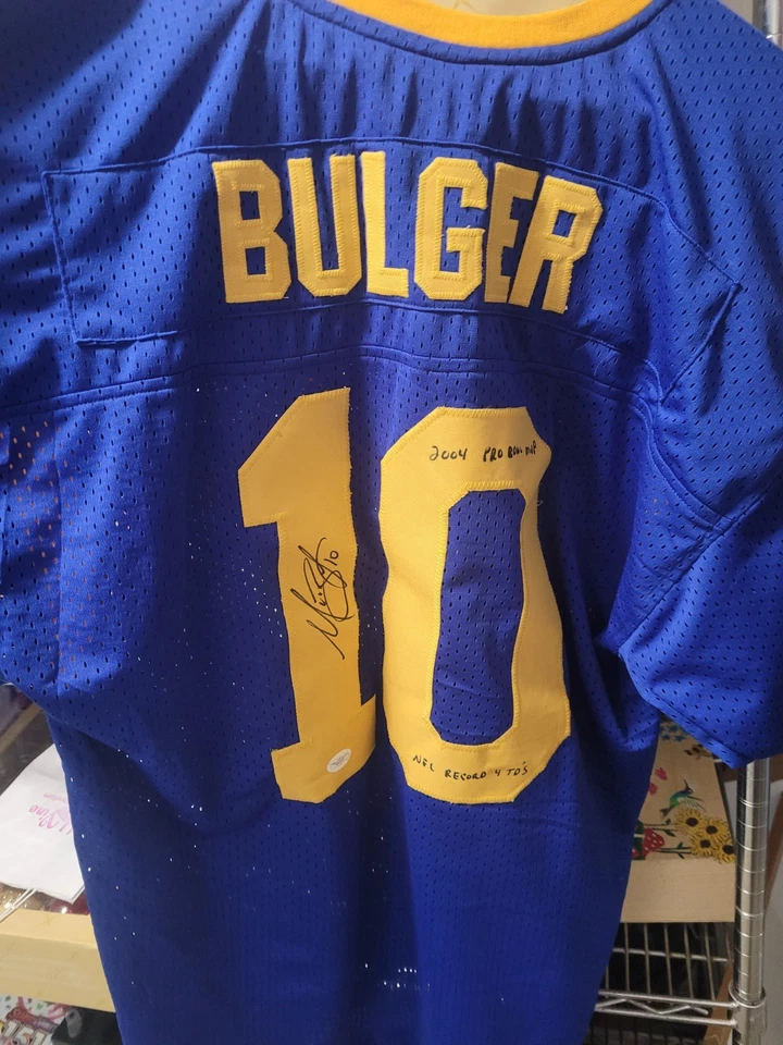 Camiseta deportiva autografiada/firmada de los St. Louis Rams Marc Bulger 10 retro.  CERT. Foto 1 de 4