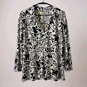 Blusa floral blanca y negra Covington™ para mujer talla: XL - Imagen 1 de 2