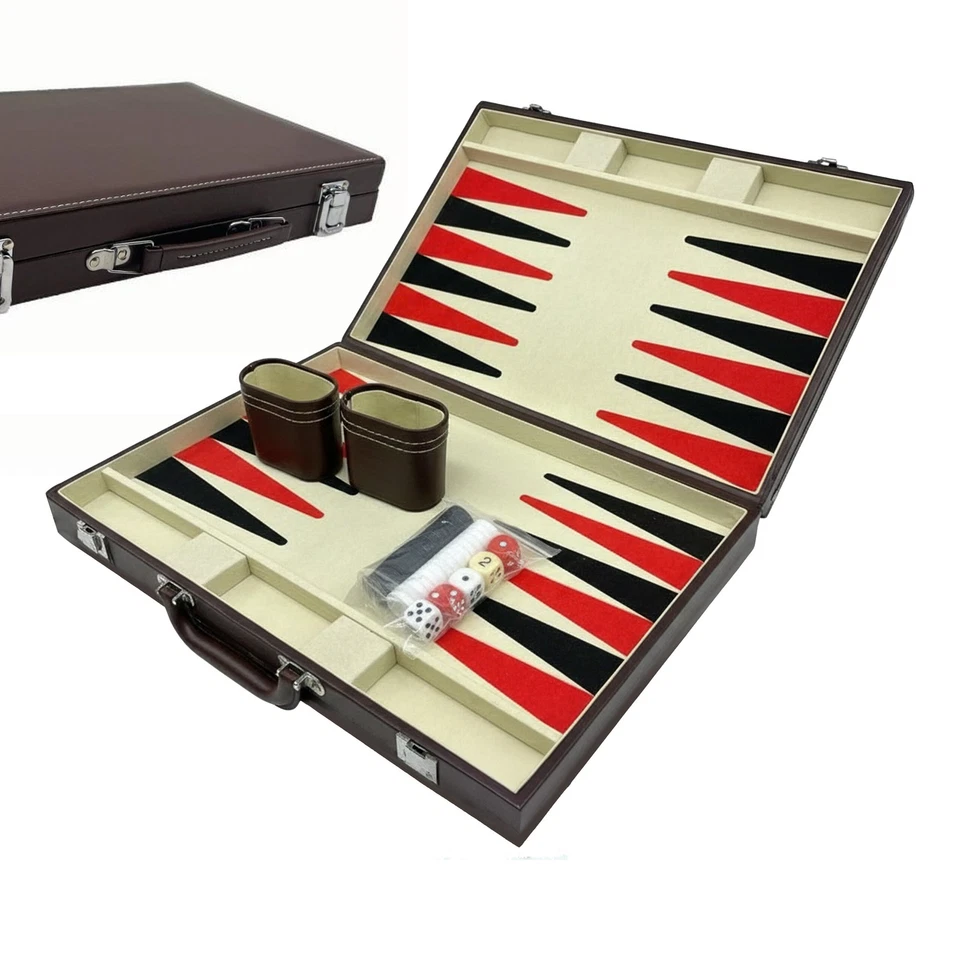 Backgammon Koffer Brettspiel Backgammon-Spiel Backgammon-Set Tavla Spiel braun - Bild 1 von 1