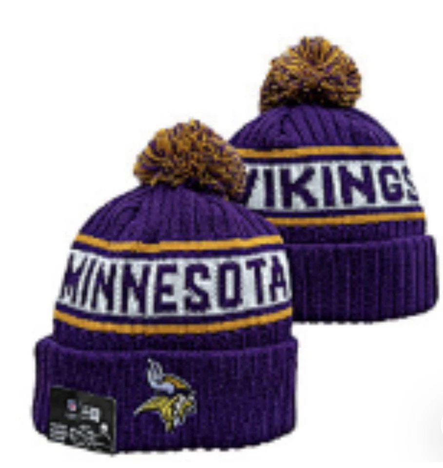 Minnesota Vikings New Era Beanie вязаный помпон зимняя футбольная команда НФЛ доставка 1 день GG - Изображение 1 из 2