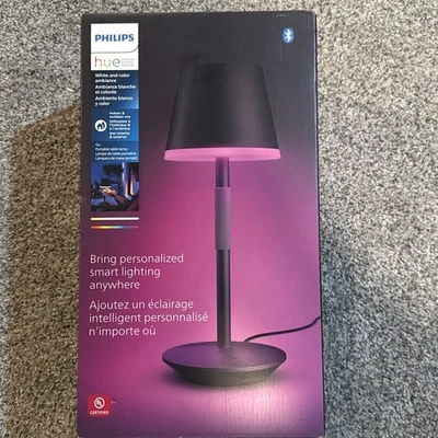 Philips Hue Portable Table Lamp Black  576454 Indoor Outdoor, New Sealed - Image 1 of 4