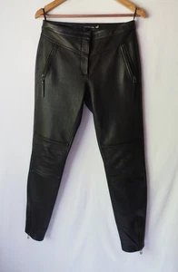 Wilsons Leder Skinny Motorrad Reithose Mid Rise Biker Reißverschluss Manschette schwarz Größe 6 - Bild 1 von 7