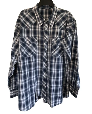 Renegade Limited Edition Men’s XL Blue & White Plaid Western Long Sleeve Shirt - Image 1 of 4