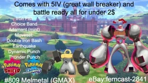 Pokemon Sword and Shield GMAX Melmetal 5IV Battle Ready Fast Delivery - Picture 1 of 7