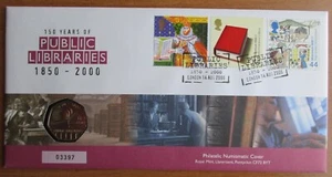 Gran Bretaña - 2000 "Moneda 50p, 150 años de bibliotecas públicas en portada" - Imagen 1 de 2