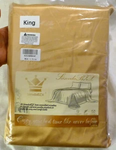 SiinvdaBZX 4Pcs Satin Sheet Set King Size Ultra Silky Soft Gold Satin King Bed - Picture 1 of 9