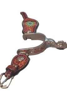 Cowgirls Jugend Edelstahl Sporen Level 2 mit Kupferbesatz & Kristallstein Neu - Bild 1 von 14