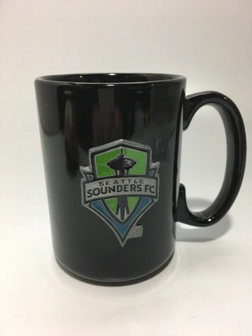 Seattle Sounders FC Mug MLS Major League Soccer Black Ceramic with Metal Decal Cover