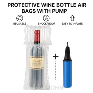Inflatable Wine Bottle Air Bags Shock Resistant Protective Packaging + Pump - Picture 1 of 23