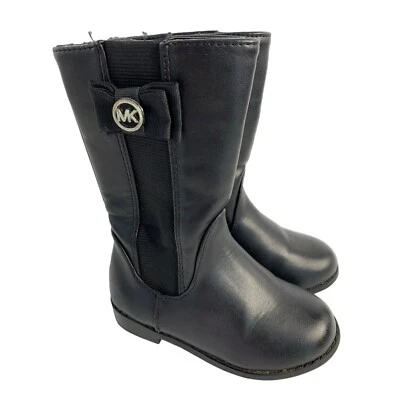 Niñas Jóvenes Niño Michael Kors Botas Negro Pajarita Logo Talla 7 6038 Usadas en Excelente Condición Foto 1 de 4