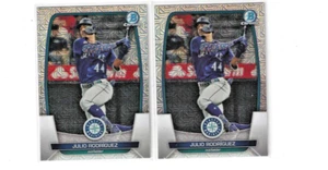 2 2023 BOWMAN CHROME JULIO RODRIGUEZ MOJO REFRACTOR MEGA MARINERS - Picture 1 of 1