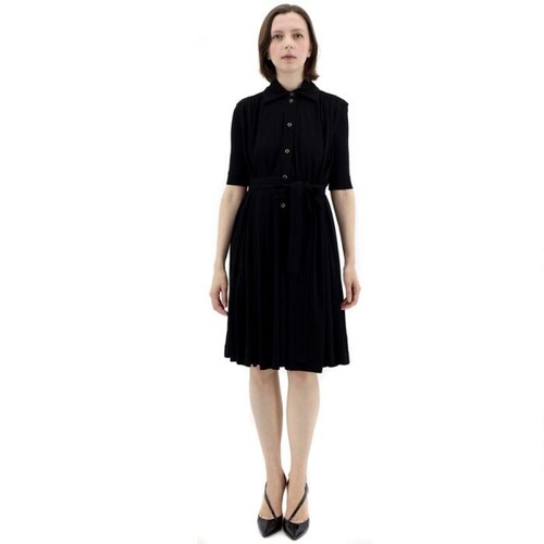 Abito a maniche corte Burberry nero con maglia raccolta $1520