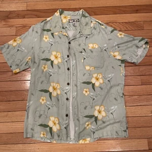 Caribbean Joe Shirt Herren groß beige blau Blumenmuster kurzärmelig hawaiianisch - Bild 1 von 5
