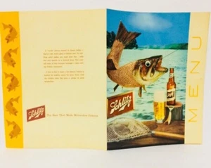 Vintage Schlitz Beer Menu Cover 1955 Milwaukee WIsconsin Brewing Fish Lake 1955 - Picture 1 of 10