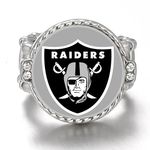 Las Vegas Oakland Raiders Silver Women's Crystal Accent Football Ring D12 Cover