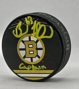 Brad Marchand Boston Bruins Signed Gold Glitter Logo Puck COA - Picture 1 of 2