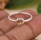Heart Shaped Citrine Gemstone Silver Ring For Valentine Gift For Her Jewelry