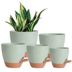 5Pack Self-Watering Planters Flower Plant Pots for Indoor House Plants Drainage - Picture 1 of 7