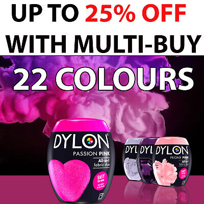 22 Colours Dylon Fabric & Clothes Dye Dylon Machine Dye Black Blue Gray Pink Red • 10.58€