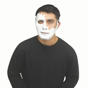 White Cracked Plastic Half Mask - One Size - Playboy - Picture 1 of 1