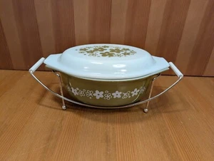 Pyrex 043 CRAZY DAISY SPRING BLOSSOM Casserole Dish 1.5qt w/ Stand Carrier & Lid - Bild 1 von 15
