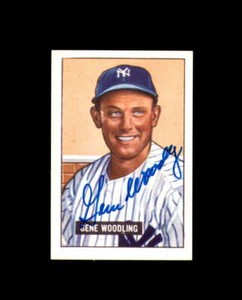 Gene Woodling Hand Signed 1951 Bowman Reprint New York Yankees Autograph