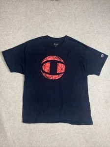 Champion T Shirt Mens XL Navy Dark Blue Red Basketball Logo 100 % Cotton - Bild 1 von 9