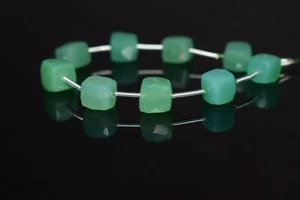 Earth Mine A++ Green Chrysoprase Faceted Cube Untreated Gemstone 5" Craft Beads - Picture 1 of 9