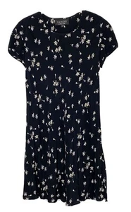 Mini Vestido Vintage Shelli Segal Lavandería Mangas Cortas Negro Floral Deslizante Talla P M5 - Imagen 1 de 6