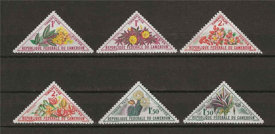 Camerún 1963 Flores Cactus Camerún 6 sellos triangulares MNH Foto 1 de 1