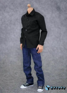 1/6 Camisa Negra Jeans Pantalones Ropa Conjunto Accesorios Para 12" Figura Masculina Cuerpo Juguete - Imagen 1 de 7