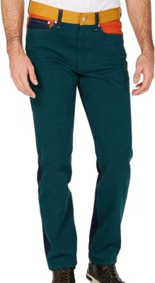 $ 198 Calvin Klein Mens Patch Colorblock Straight Leg Jeans, Green, 31W x 30L - Image 1 of 2