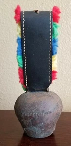 Antike 8" METALL Abendessen KUHGLOCKE Eisen Klatsche LEDERBAND toller Klang & Patina - Bild 1 von 9