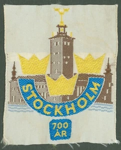Banderín de tela vintage A21 Stockholm 700 años - Suecia - Imagen 1 de 1
