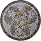 Mozaika koni celtyckich, marmurowe kamienie z płytek, okrągły medalion do ogrodu i domu