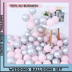 20PCS Chrome Silver Metallic Balloons Pink Macaron Balloon SET Party Decor weddi - Picture 1 of 5