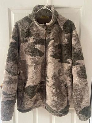 Cabelas Windshear Fleece Bomber Jacket Mens Medium Camo Deep Pile Sherpa Hunting - Image 1 of 4