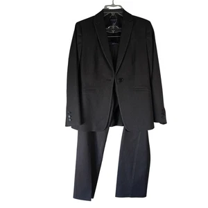 Ann Taylor Petites Gray 2 Piece Suit Blazer Pants Set Women's 4P - Picture 1 of 12