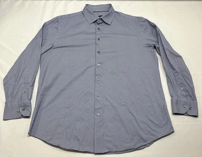 BUGATCHI OoohCotton 8-Way Stretch Blue Long Sleeve Button Front Shirt Size XL - Image 1 of 4