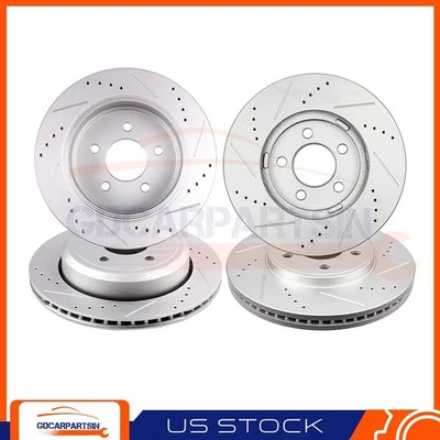 Brake Front And Rear Disc Rotors Drilled & Slotted For 03-11 Ford Crown Victoria - Imagem 1 de 4