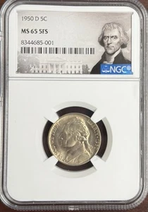 1950-D NGC MS65 5FS FULL STEPS Jefferson Nickel Special Label - Picture 1 of 2