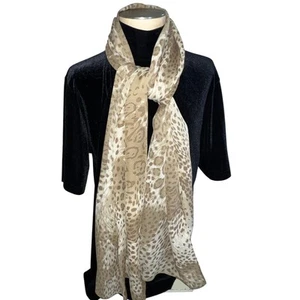 Bufanda de leopardo para mujer talla única OS animal estampado beige tostado Audrey Hepburn clásica - Imagen 1 de 5