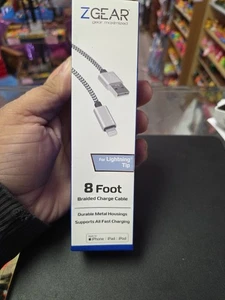 Zgear Braided 8ft Sync Charge Cable For Iphone USB To Iphone Connector - Picture 1 of 8