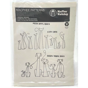MacPhee Workshop Sewing Pattern #854 City Cats & Down Town Dogs Appliques, NEW - Picture 1 of 2