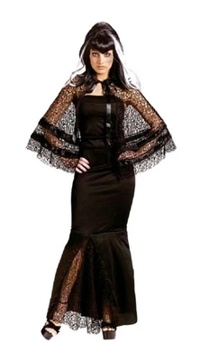 Mujer Viuda Fabricante Adulto Disfraz Pequeño/Mediano 2-8 - Negro Halloween Araña Gótica Foto 1 de 4