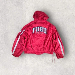 Vintage 90s Fubu Sports Full Zip Hooded Track Jacket Size Men's XXL Red *Flaws - Picture 1 of 17