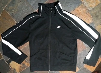 Chaqueta deportiva vintage Nike Warm Up para mujer talla pequeña negra/blanca a rayas logotipo encanto Foto 1 de 4