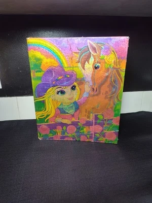 Carpeta dura de 3 anillos Lisa Frank de colección 🌈 Cazador caballo vaquera brillante ¡Ver! Foto 1 de 4