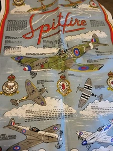 Vintage Spitfire Squadron Airplanes Tea Towel Nwot - Picture 1 of 5